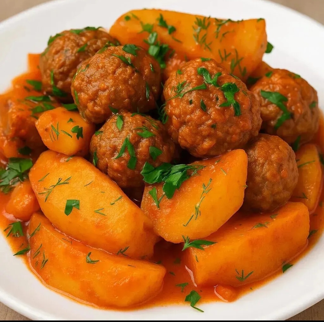 Ужин, который покорит сердца: фрикадельки с картошкой в одной сковороде
