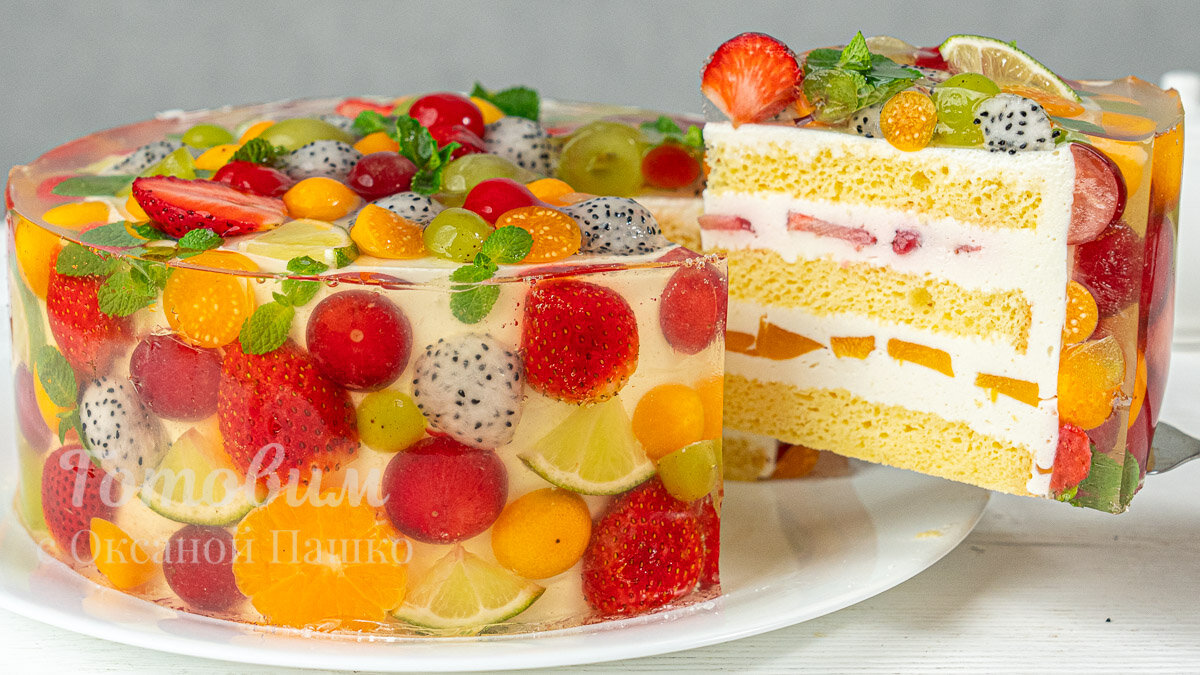 Торт с фруктами в желе: Красота и вкус в одном десерте