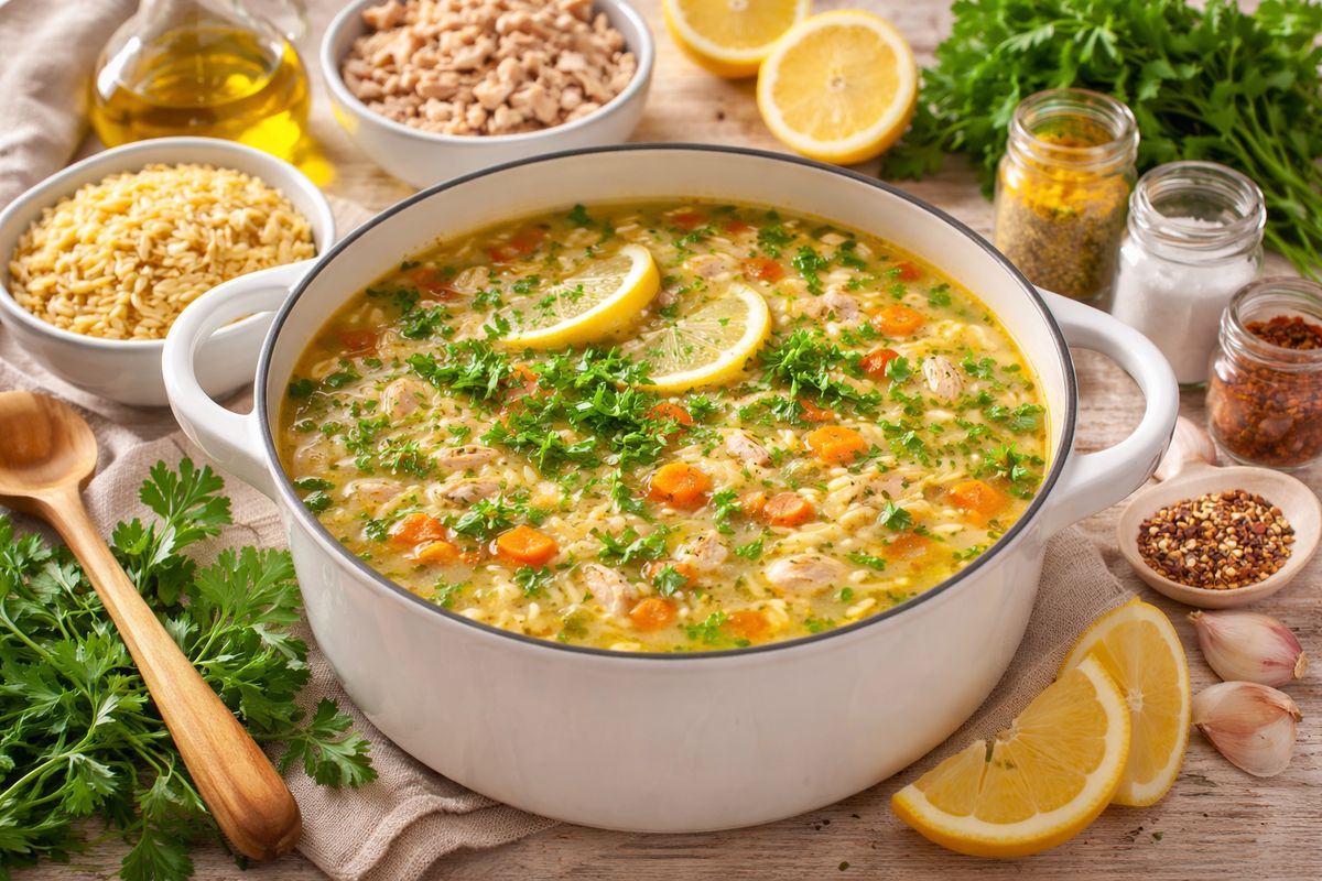 Лимонный куриный суп с орзо для уютных вечеров